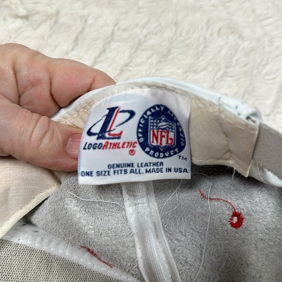 Vintage Logo Athletic Atlanta Falcons LEATHER hat buckle back, 90's, White /red - Picture 3 of 9